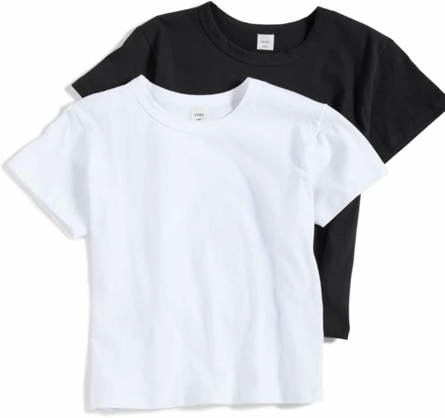 Leset Women's Margo Short Sleeve T-Shirt 2-Pack - Soft Cotton Basic Tees