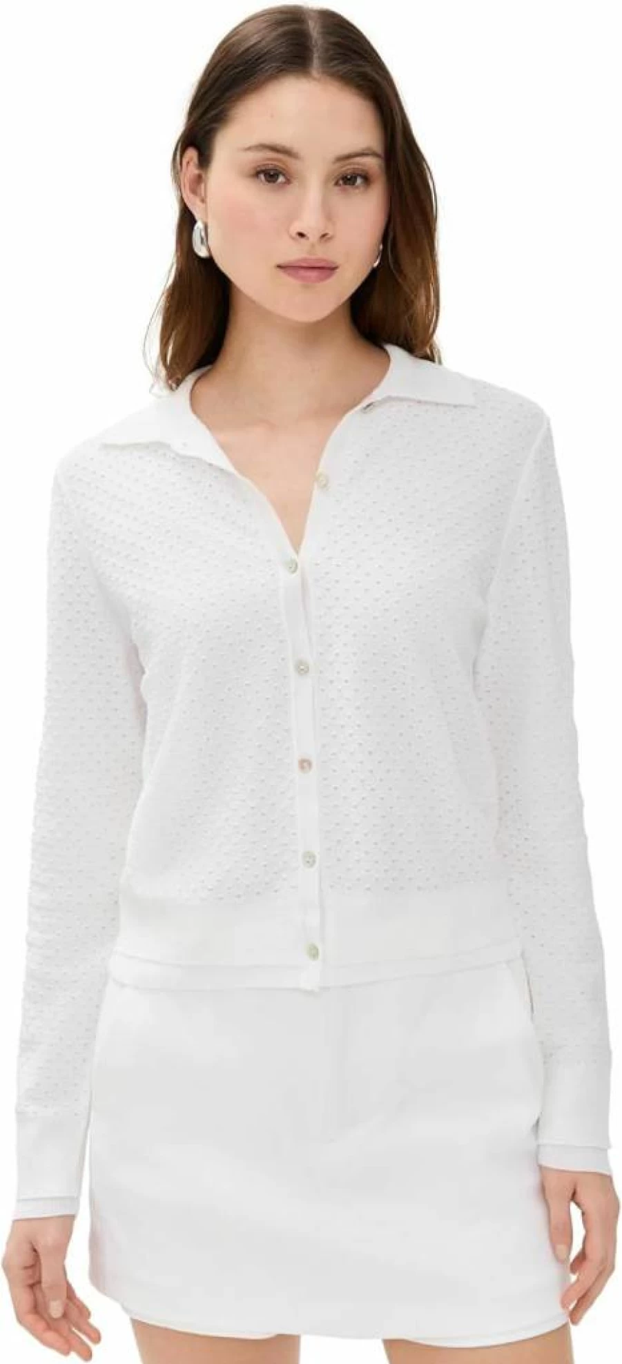 Vince Women's Double Layer Mesh Cardigan Sweater Lightweight Open Front Knit