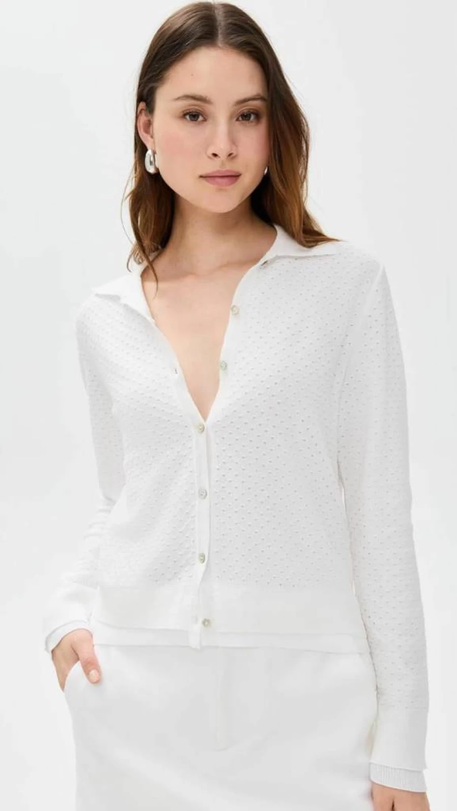 Vince Women's Double Layer Mesh Cardigan Sweater Lightweight Open Front Knit