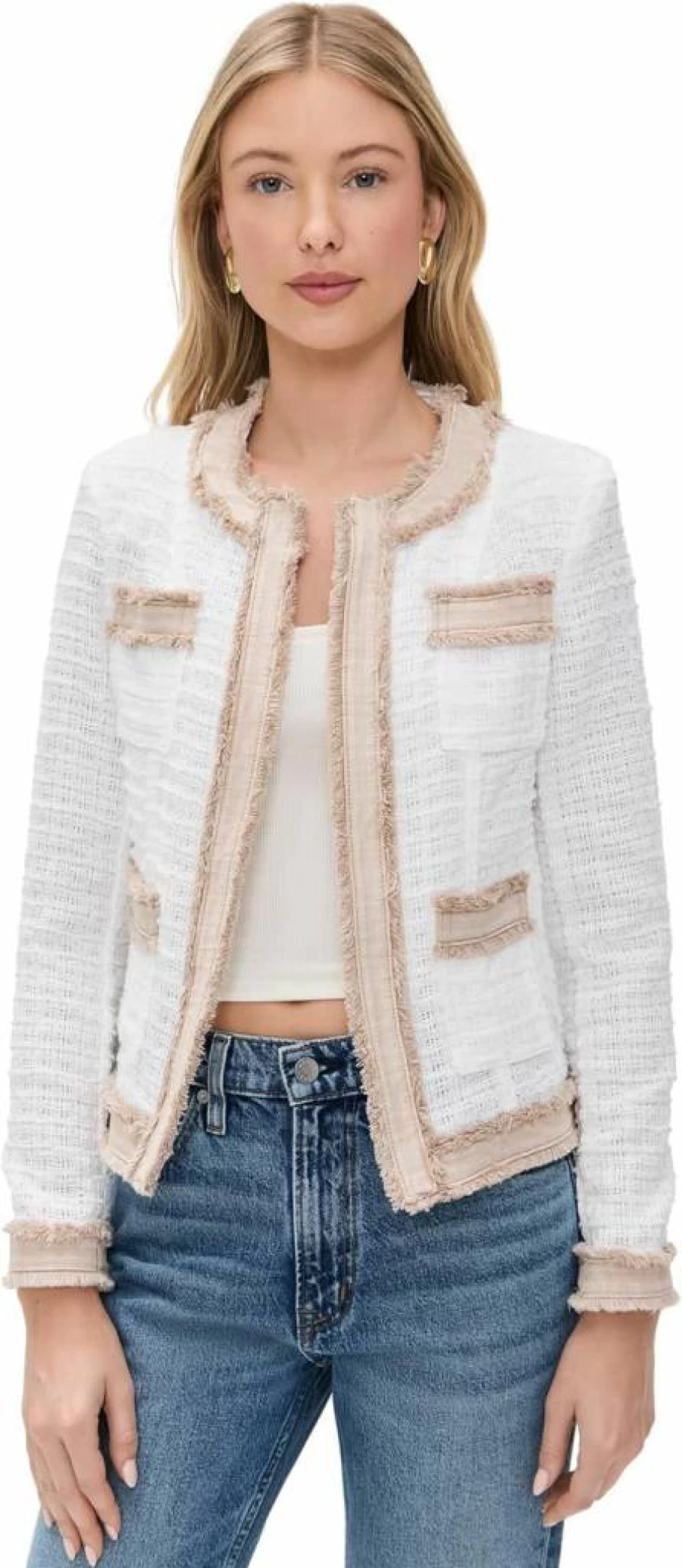 L'AGENCE Women's Agnes Tweed Denim Jacket | Stylish Designer Denim Coat for Women