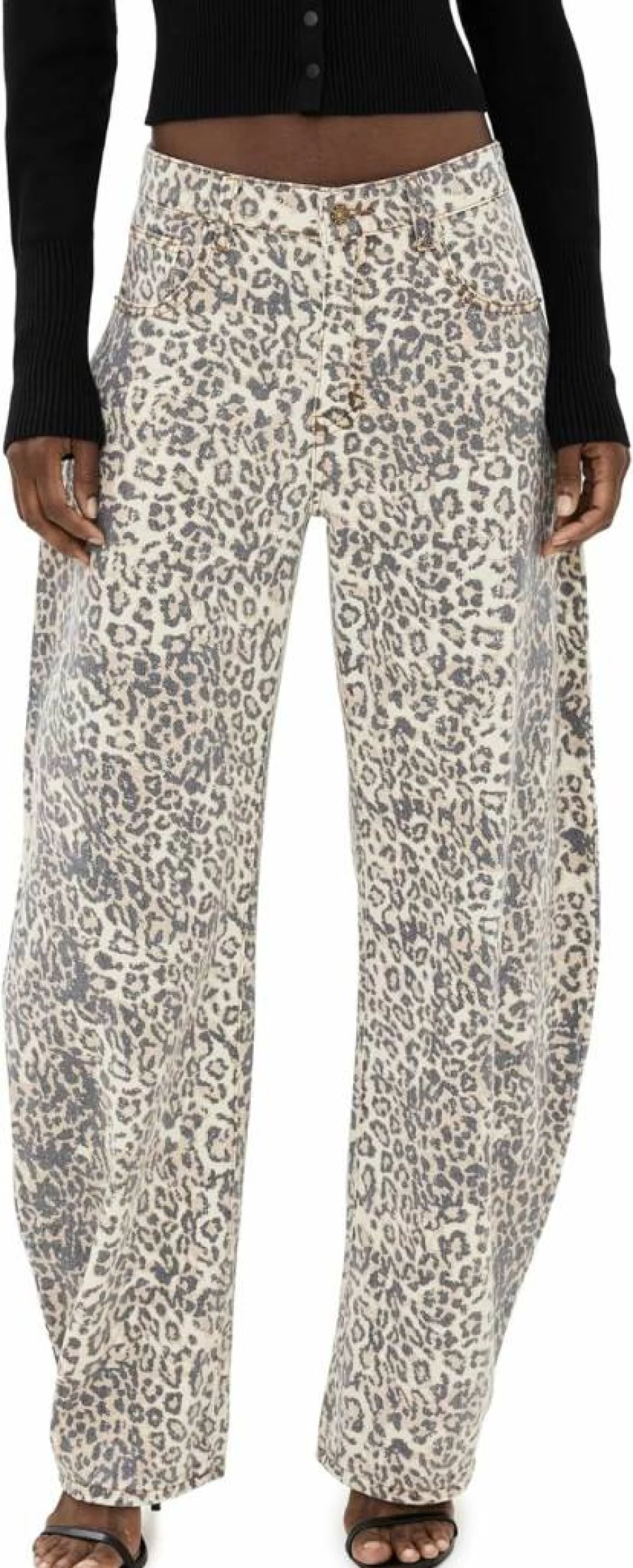 Lioness Women's Vintage Horseshoe Embellished High-Waisted Jeans – Stylish Denim Pants for Women