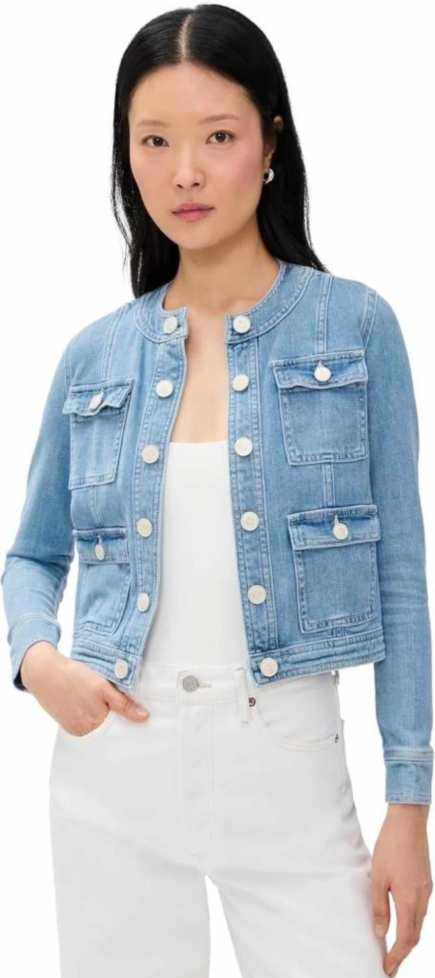 L'AGENCE Women's Yari Collarless Jacket - Stylish Casual Blazer for Women