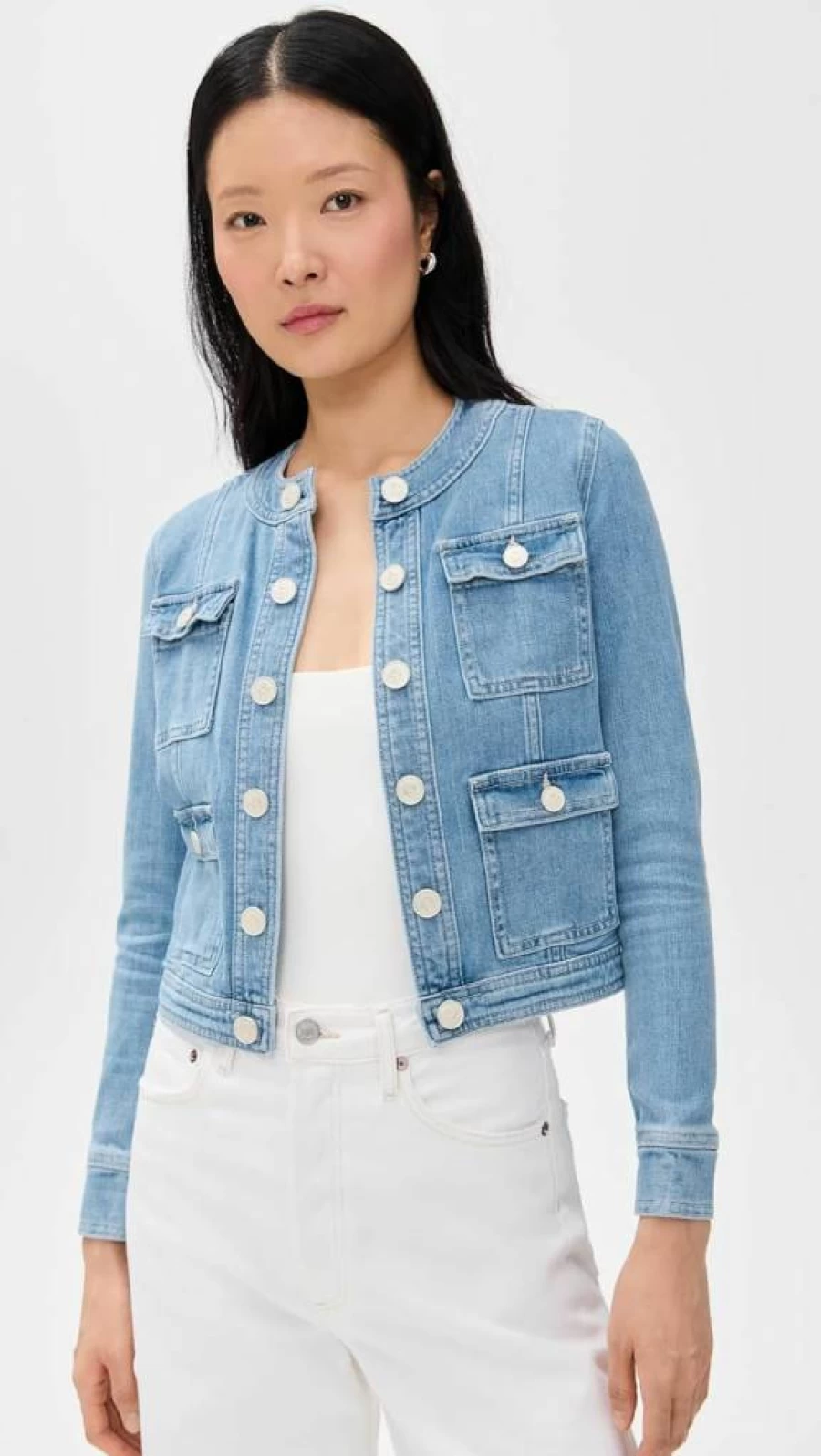 L'AGENCE Women's Yari Collarless Jacket - Stylish Casual Blazer for Women
