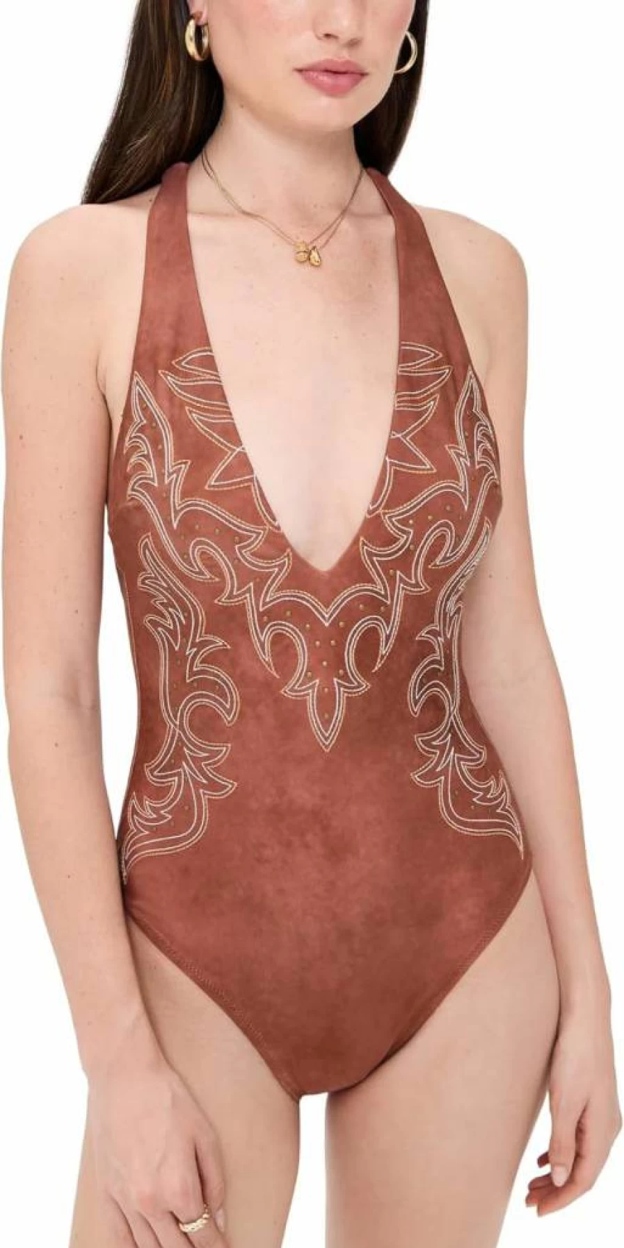 L'AGENCE Women's Lisa Plunge Neck Bolero One-Piece Swimsuit