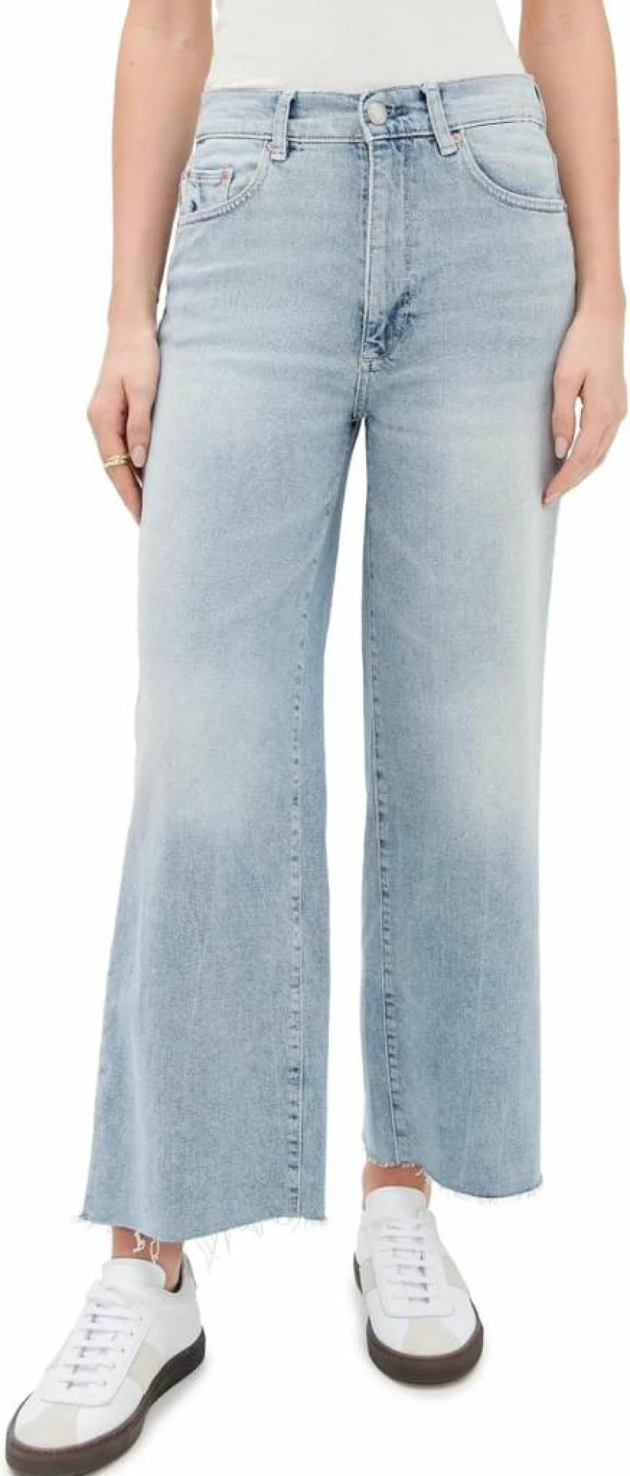 DL1961 Women's High Rise Wide Leg Ankle Jeans - Hepburn Stretch Denim Pants for Women