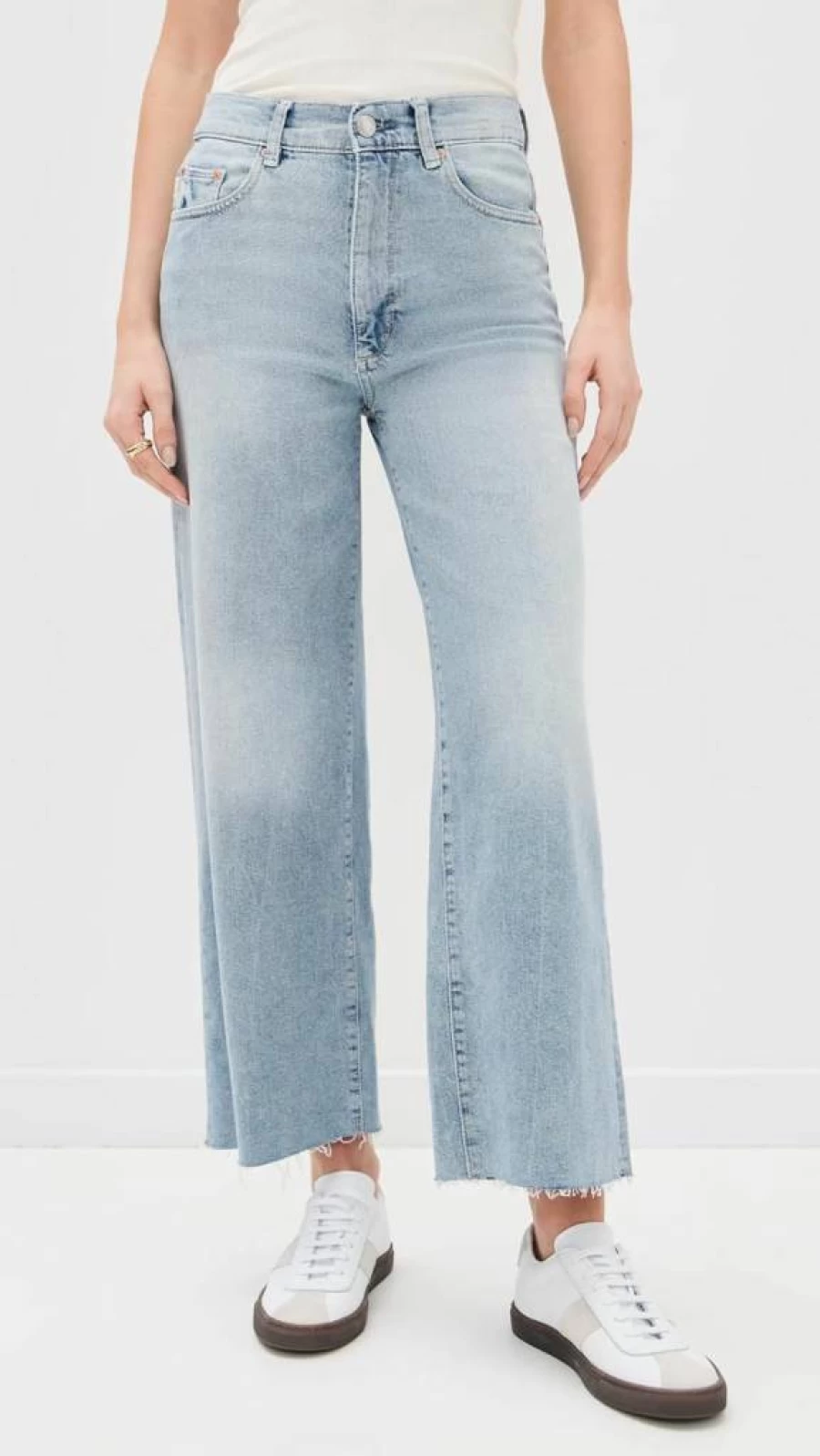 DL1961 Women's High Rise Wide Leg Ankle Jeans - Hepburn Stretch Denim Pants for Women