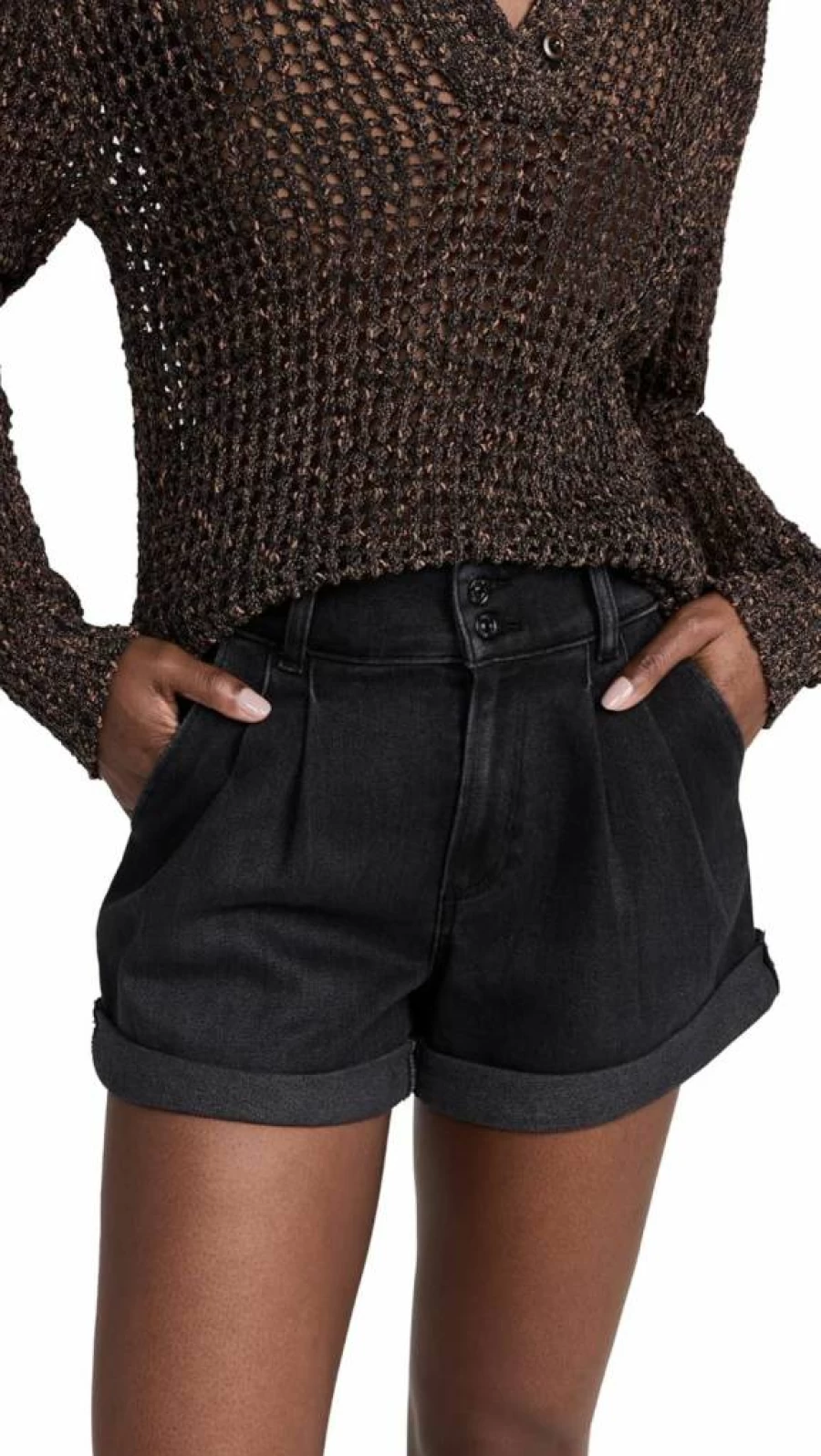 PAIGE Women's Beth Denim Shorts - High-Waisted Comfort Fit Distressed Style