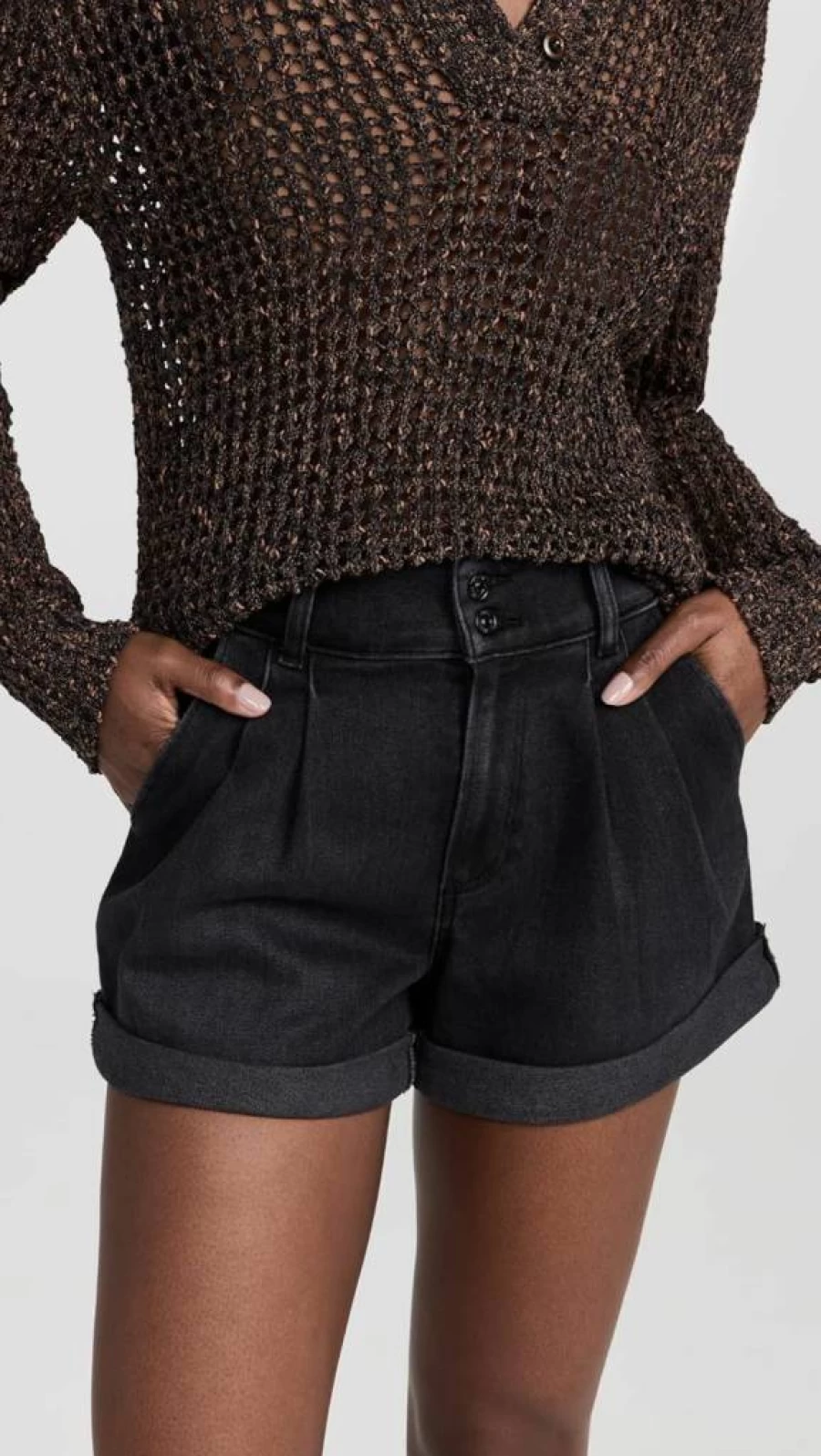PAIGE Women's Beth Denim Shorts - High-Waisted Comfort Fit Distressed Style