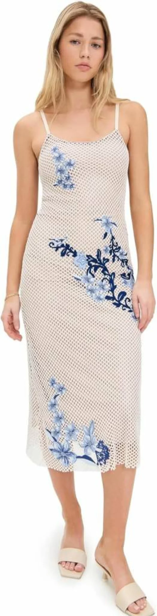 AGUA BENDITA Women's Adelaida Dress - Elegant Boho Chic Embroidery Maxi Dress for Women