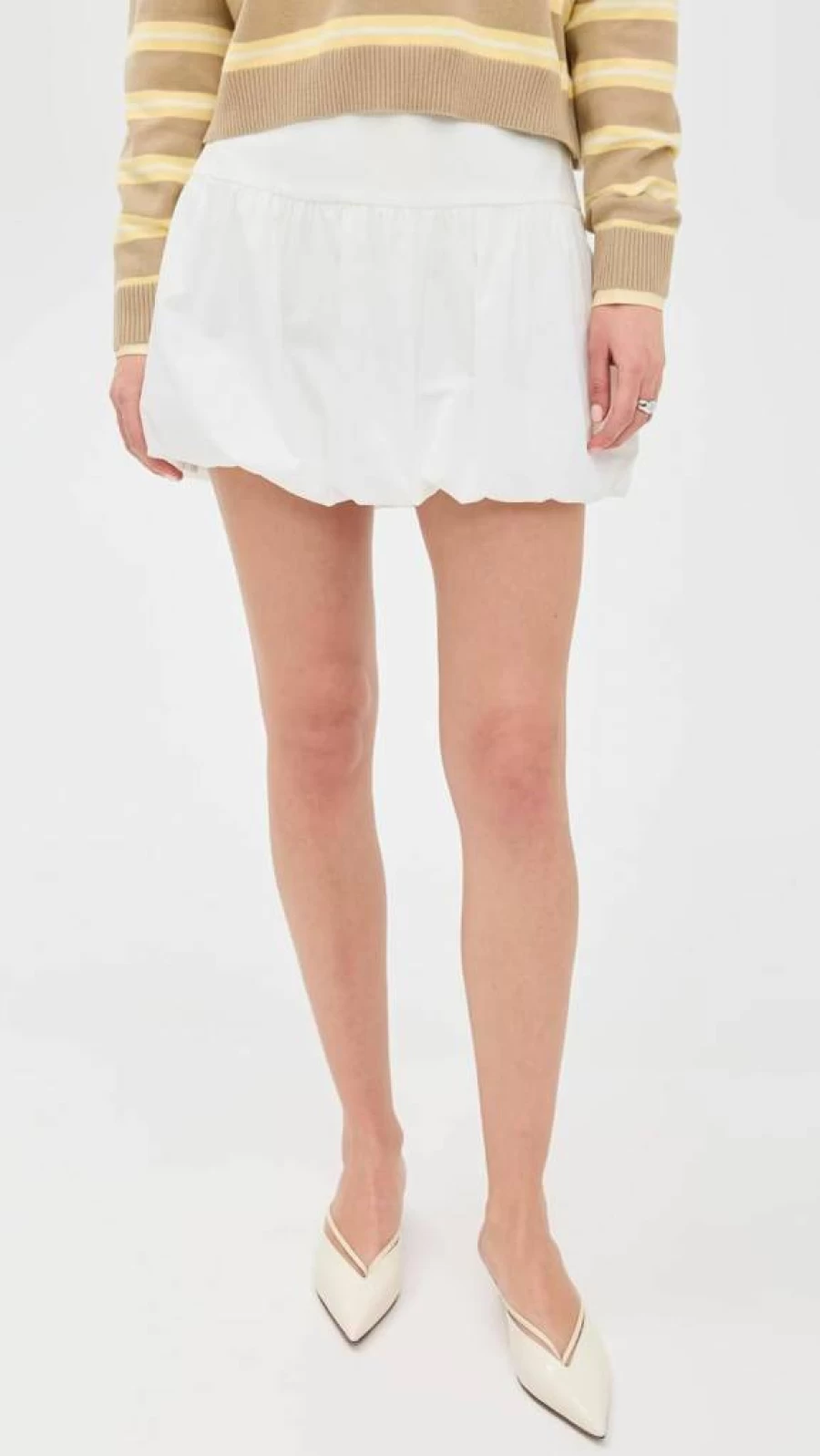 WAYF Women's Bubble Hem Skirt - Stylish Flared A-Line Midi Skirt for Women