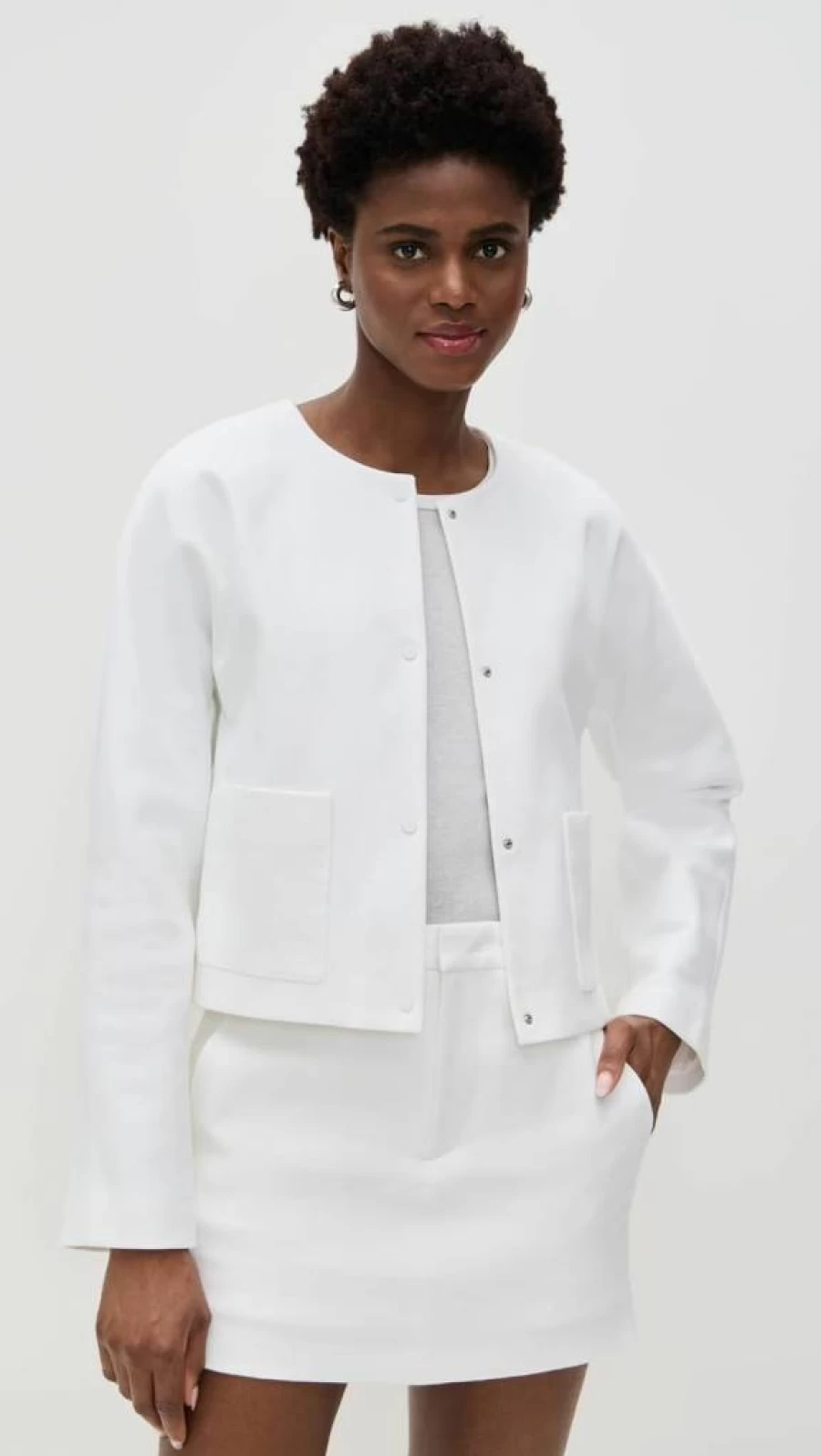 Vince Women's Stylish Collarless Jacket - Elegant Casual Outerwear Coat