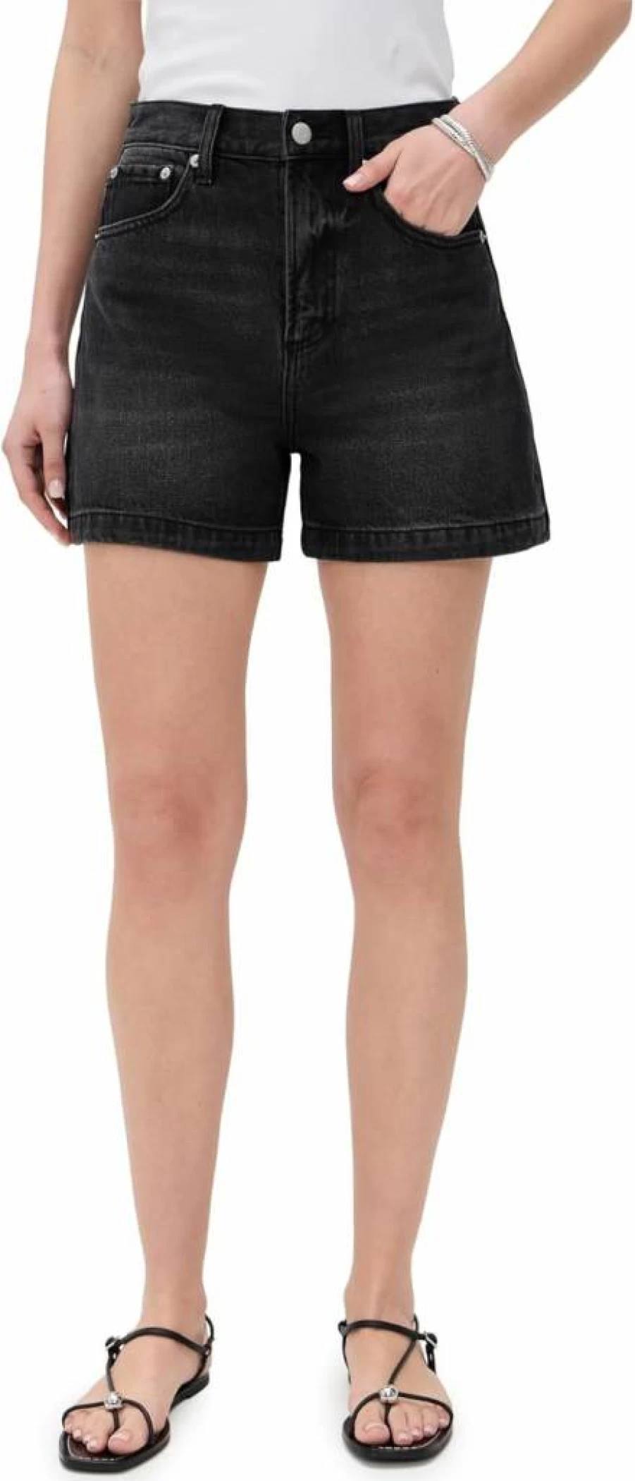 Pistola Denim Women's Saige High-Waisted Distressed Denim Shorts Vintage Blue