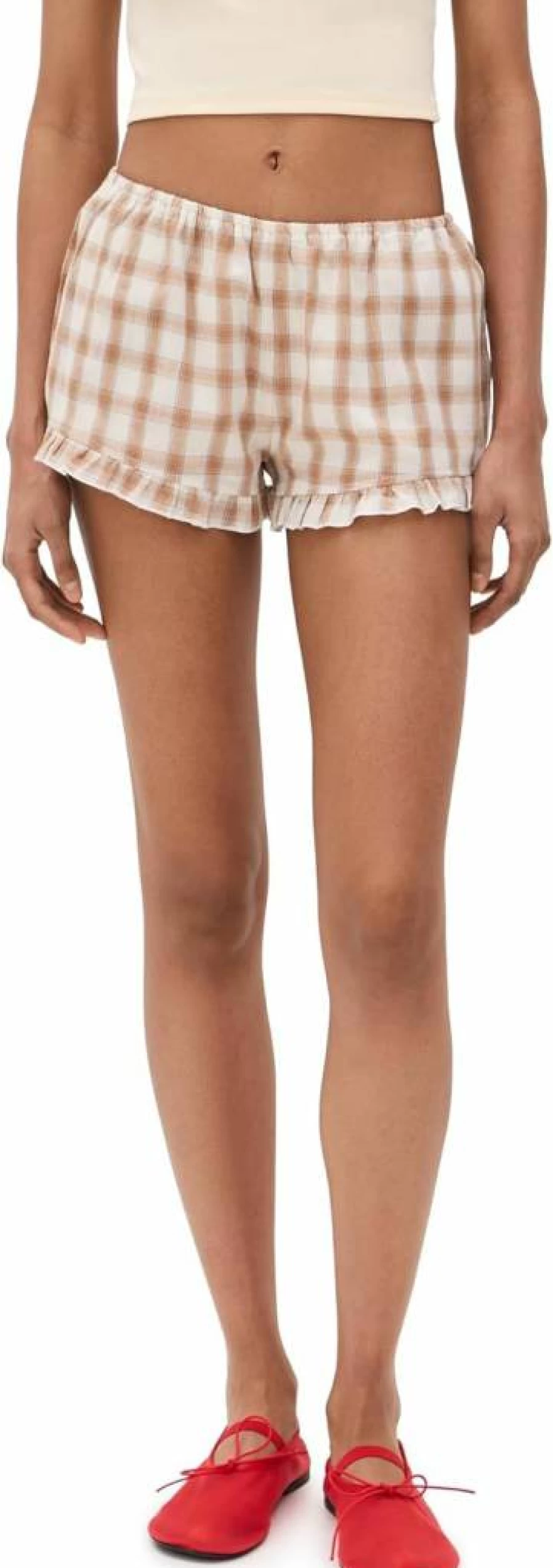 Bailey Rose Women's Checkered High-Waisted Summer Shorts with Bloomer Comfort