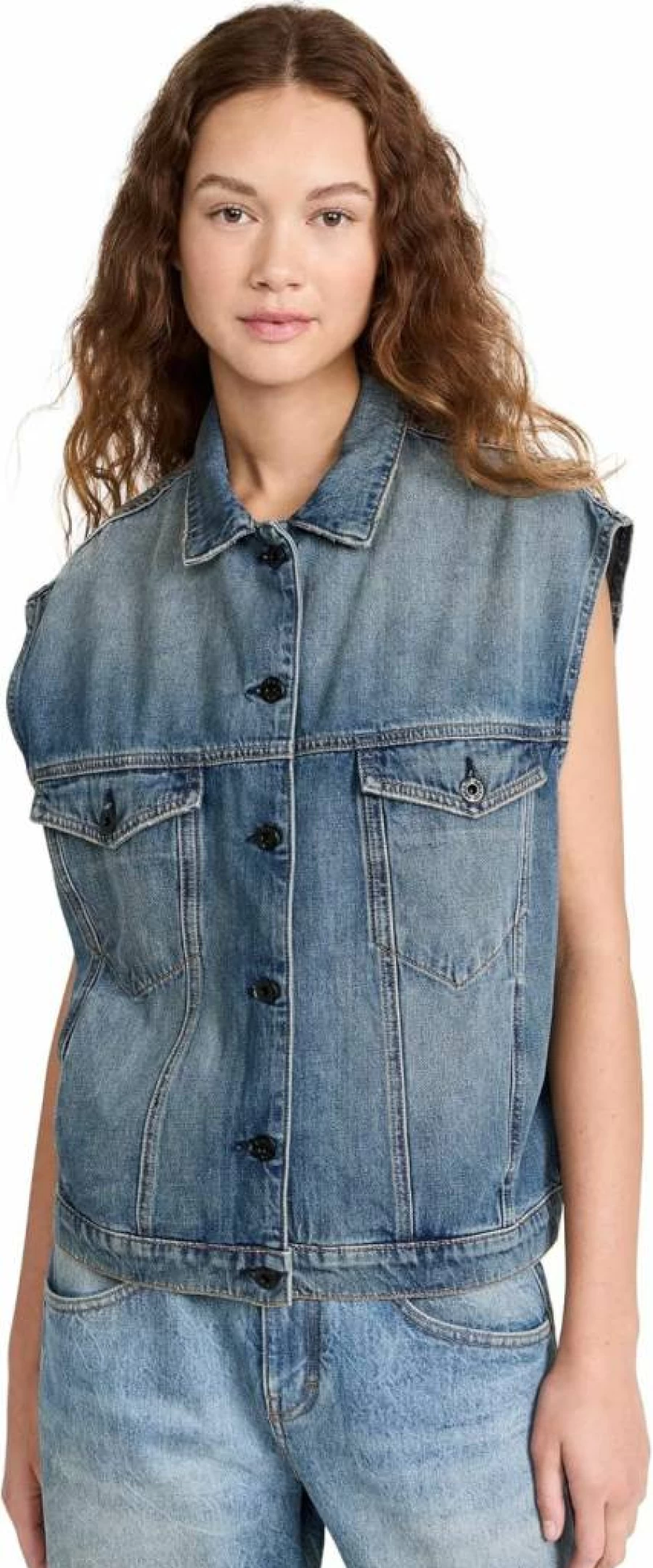 ASKK NY Women's Denim Vest - Stylish Casual Jean Jacket for Women