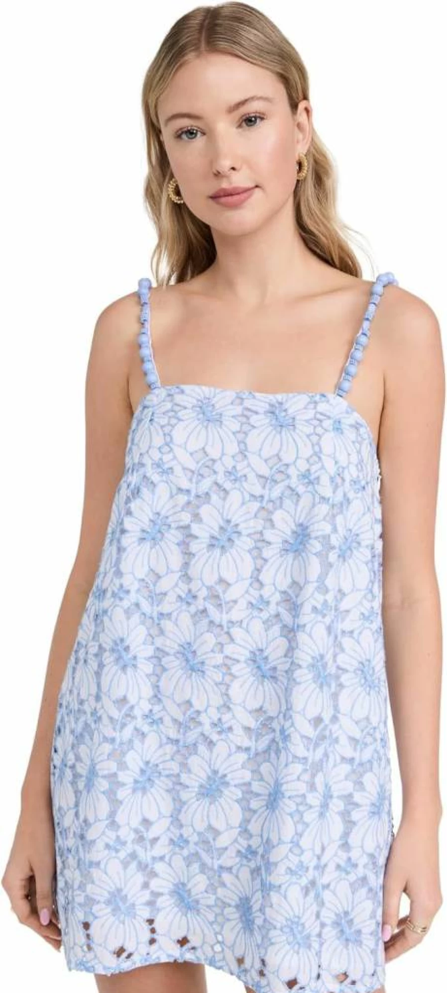SUNDRESS Women's Blue Karla Eyelet Summer Dress - Floral Lace Sundress for Beach Vacation