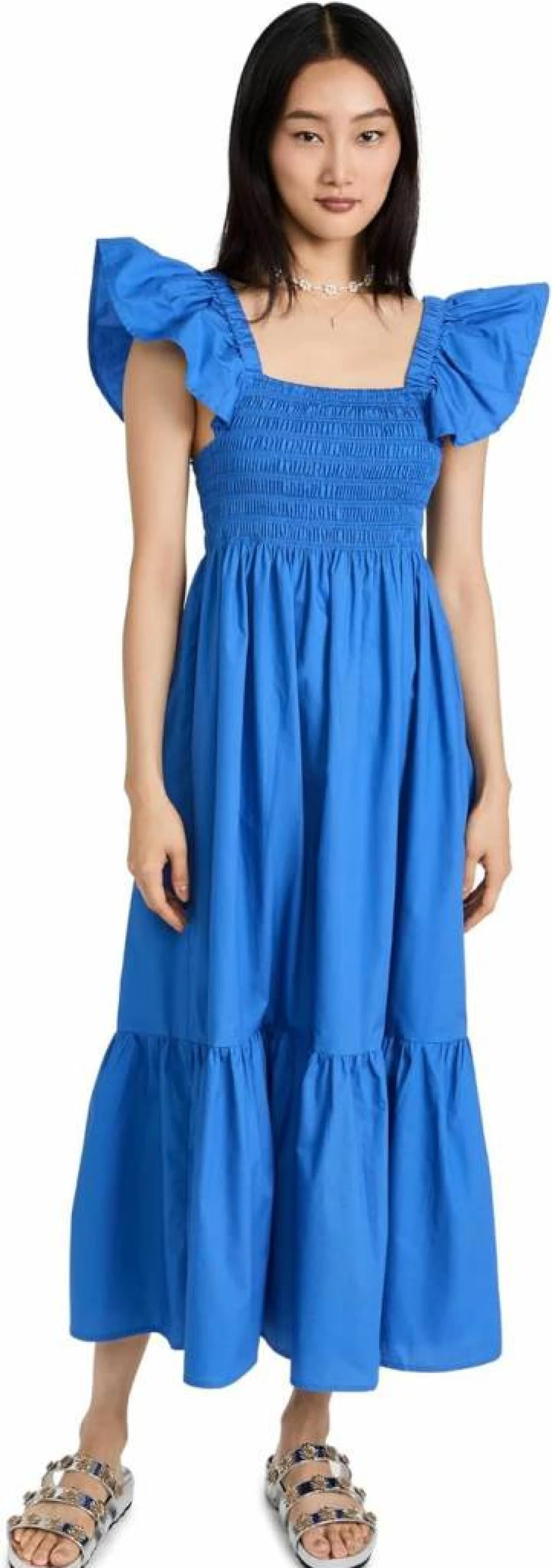 O.P.T Women's Tuscany Summer Dress - Flowy Bohemian Maxi Dress with V-Neck and Elastic Waist