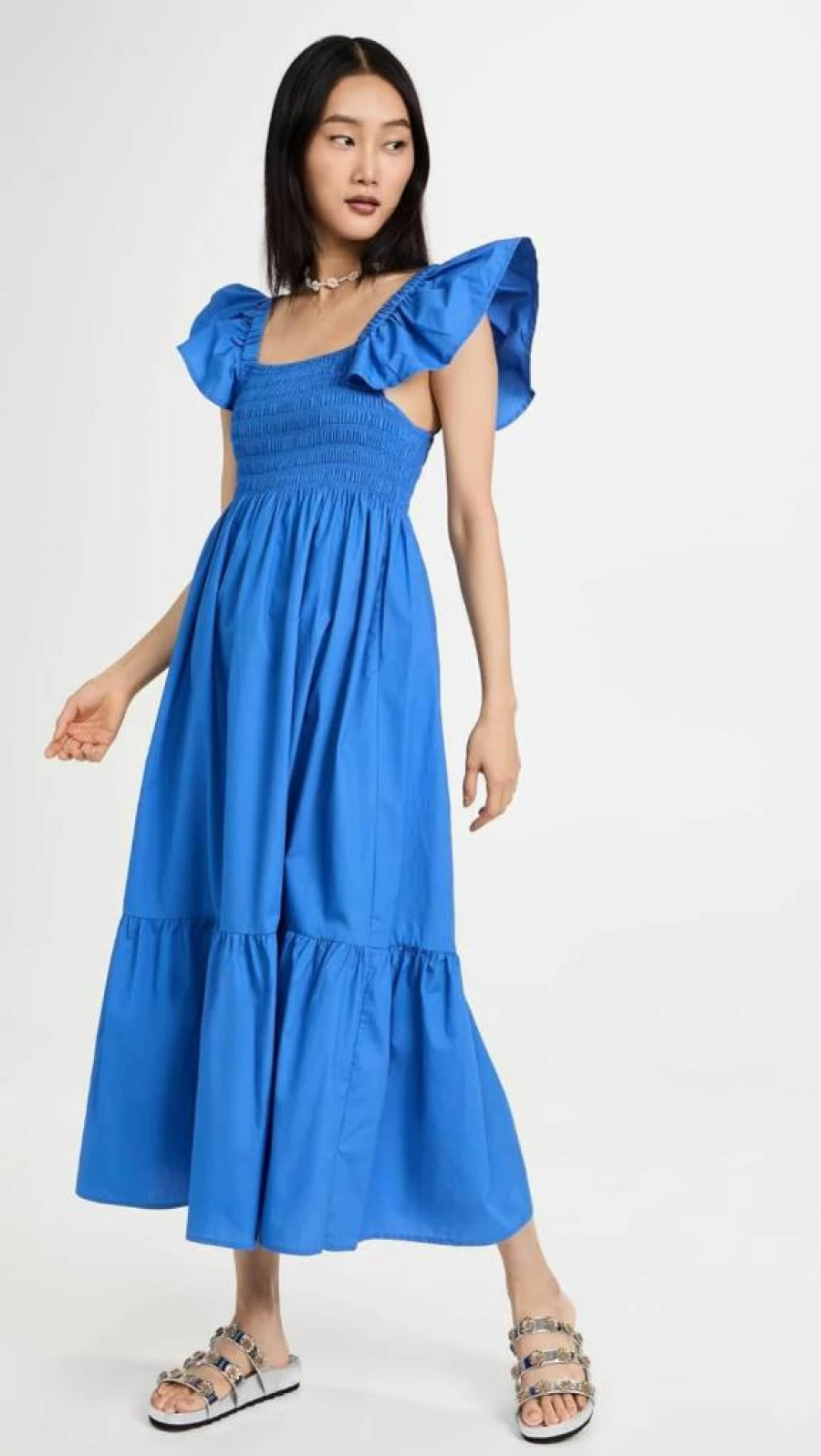 O.P.T Women's Tuscany Summer Dress - Flowy Bohemian Maxi Dress with V-Neck and Elastic Waist
