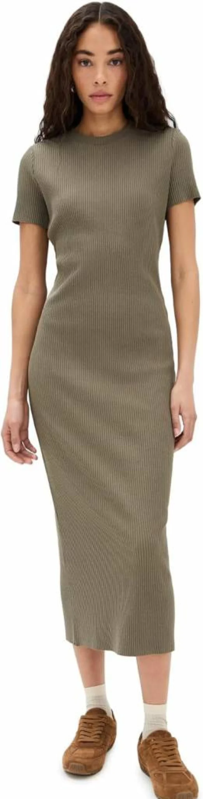 Vince Women's Ribbed Knit Short Sleeve Crewneck Dress