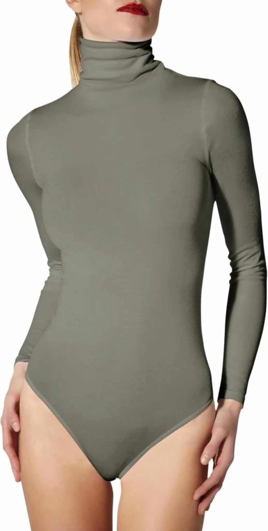 Wolford Colorado Women's Shiny Long-Sleeve Turtleneck Bodysuit - Seamless Cotton Blend Design