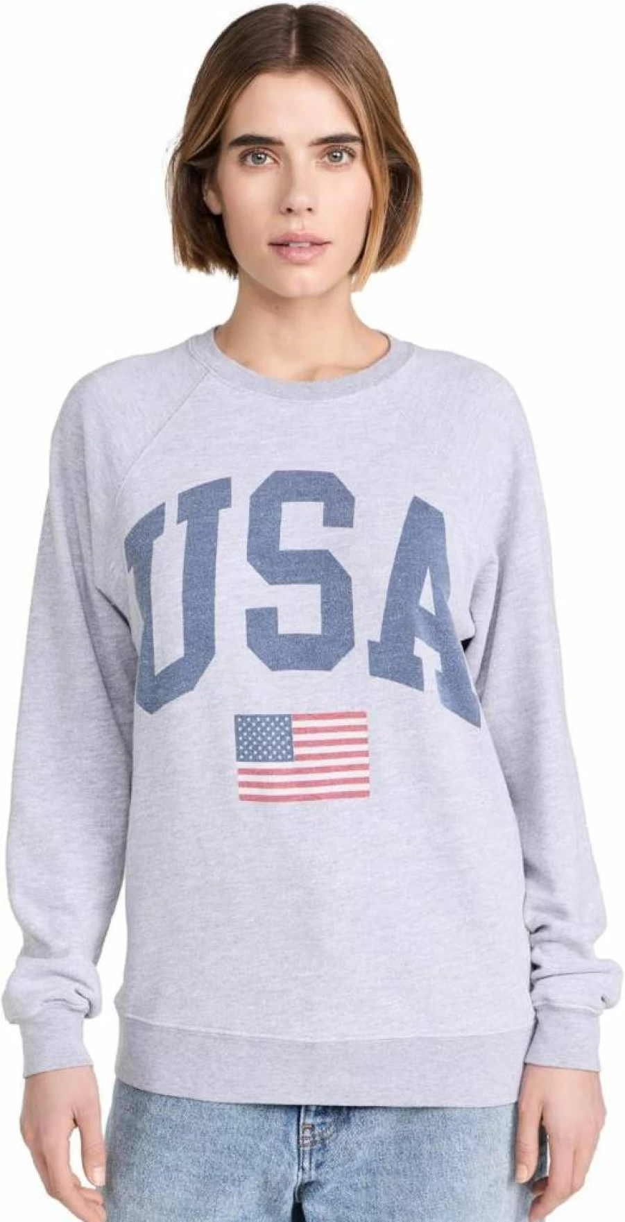Original Retro Brand Women's Vintage USA Flag Sweatshirt - Comfortable Casual Pullover