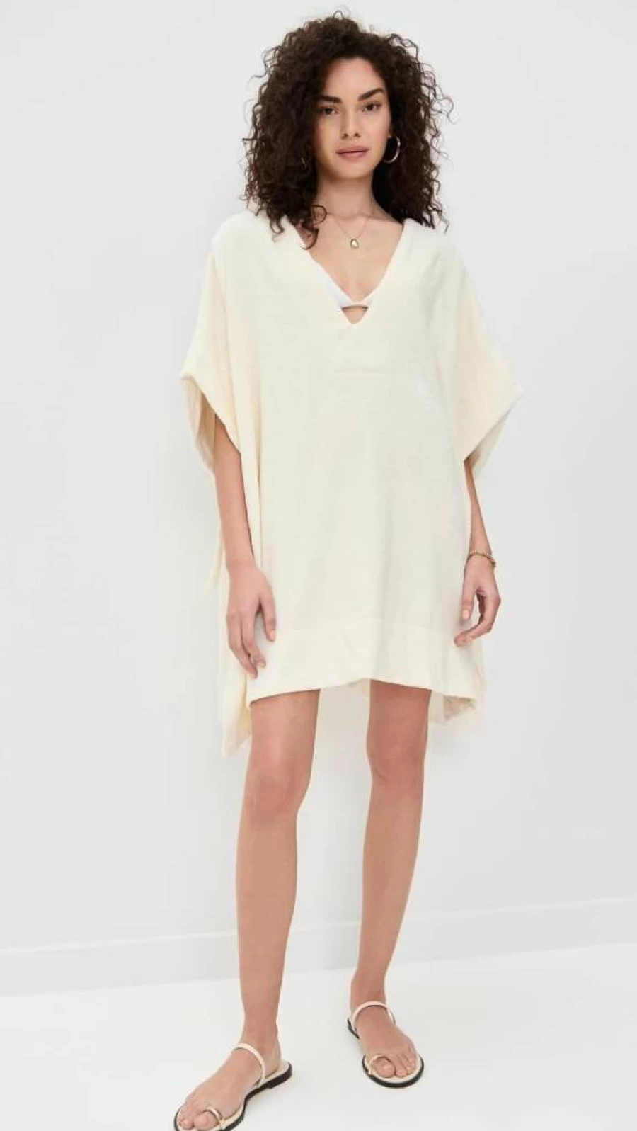 Vitamin A Women's Oasis Poncho - Boho Chic Beach Cover-Up & Casual Linen Layer
