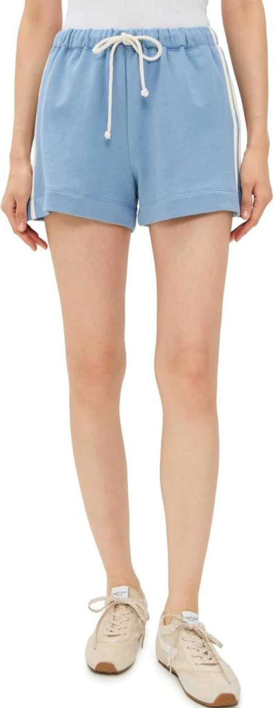 DONNI. Women's Eco-Friendly Striped Terry Cotton Shorts - Sustainable Comfort Casual Wear