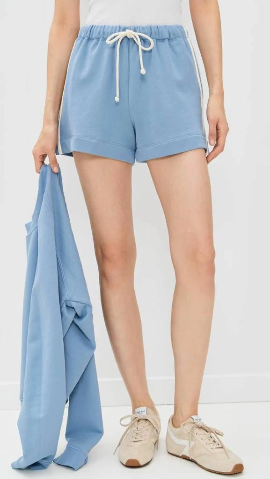 DONNI. Women's Eco-Friendly Striped Terry Cotton Shorts - Sustainable Comfort Casual Wear