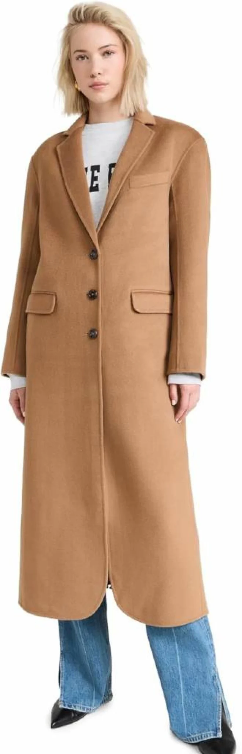 ANINE BING Women's Quinn Coat - Premium Wool Blend Trench Coat with Belt