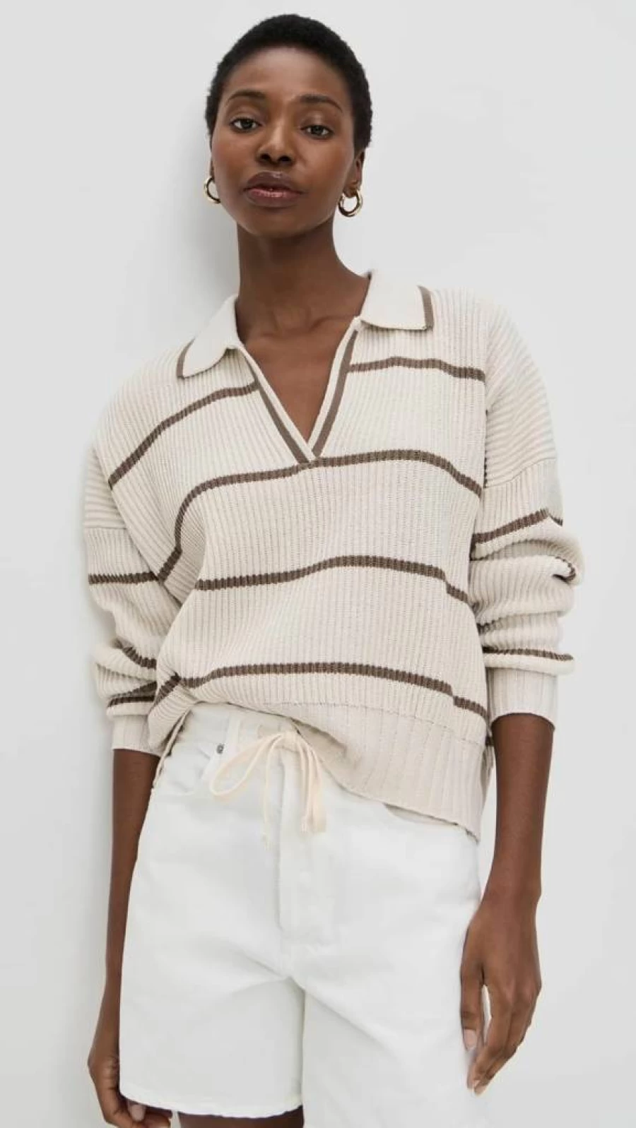 Splendid Women's Striped Polo Sweater - Cella Jane Casual Knit Top