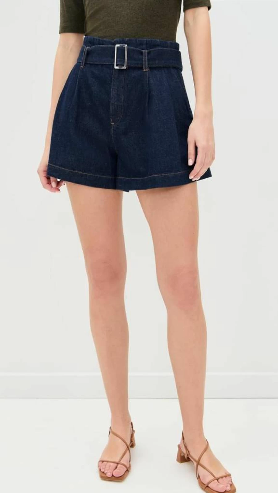 FRAME Women's High-Waisted Paper Bag Shorts - Stylish & Comfortable Summer Shorts