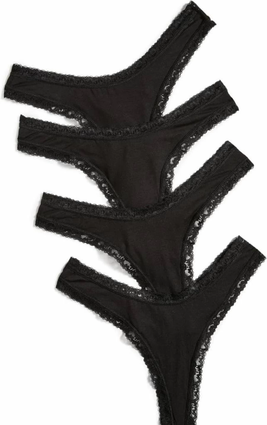 Stripe & Stare Women's Black Thong Underwear 4-Pack - Soft Comfortable Seamless Panties