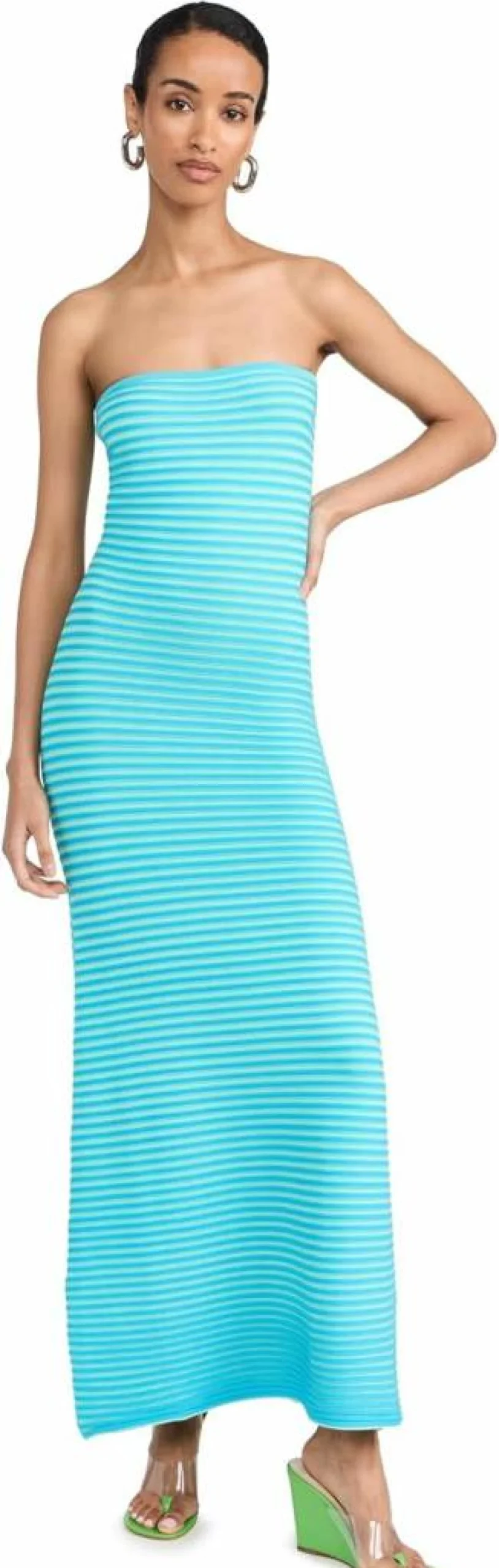The Wolf Gang Women's Sunmor Knit Maxi Dress - Summer Casual Long Sleeve Boho Flowy Beach Dress