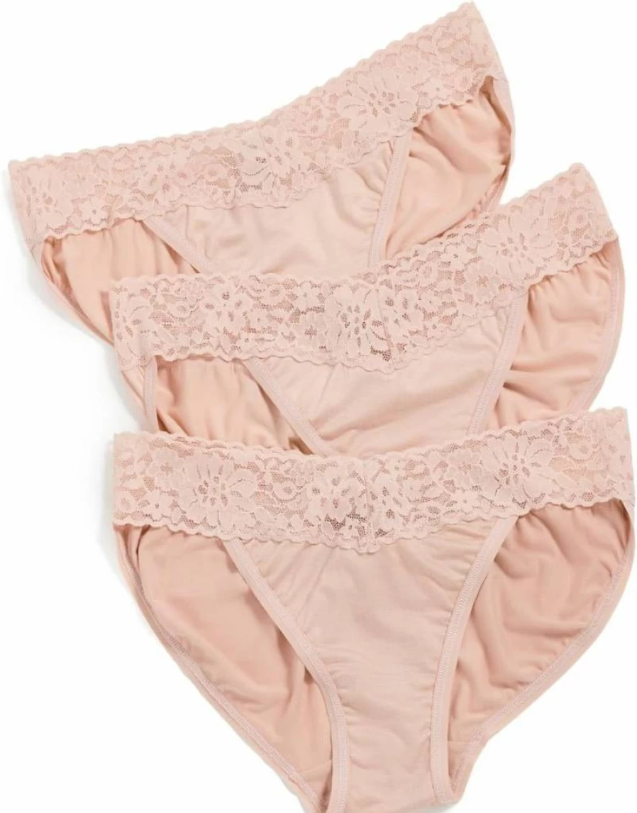 Hanky Panky Women's DreamEase V-Kini Underwear 3-Pack - Soft Lace Comfort Bikini Set