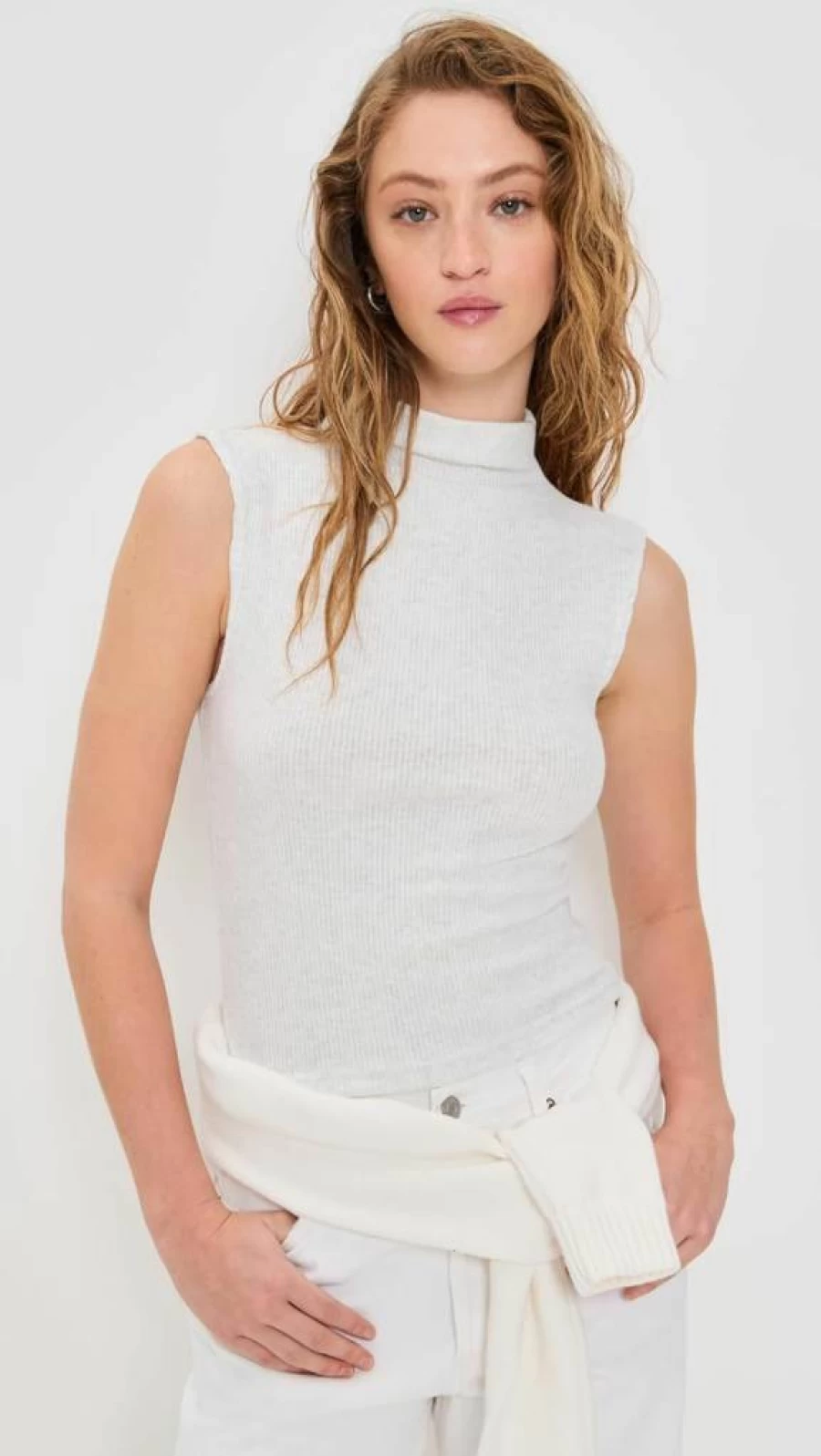 PerfectWhiteTee Women's Elyse Ribbed Knit Tank Top - Soft Stretch Sweater Vest
