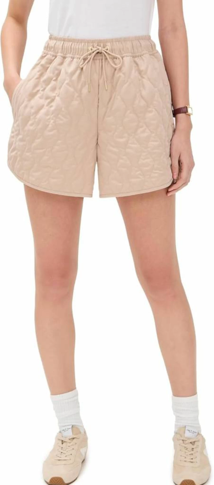 Varley Women's Catrine High-Waist Quilted Shorts - Comfortable Athletic Shorts for Yoga & Running