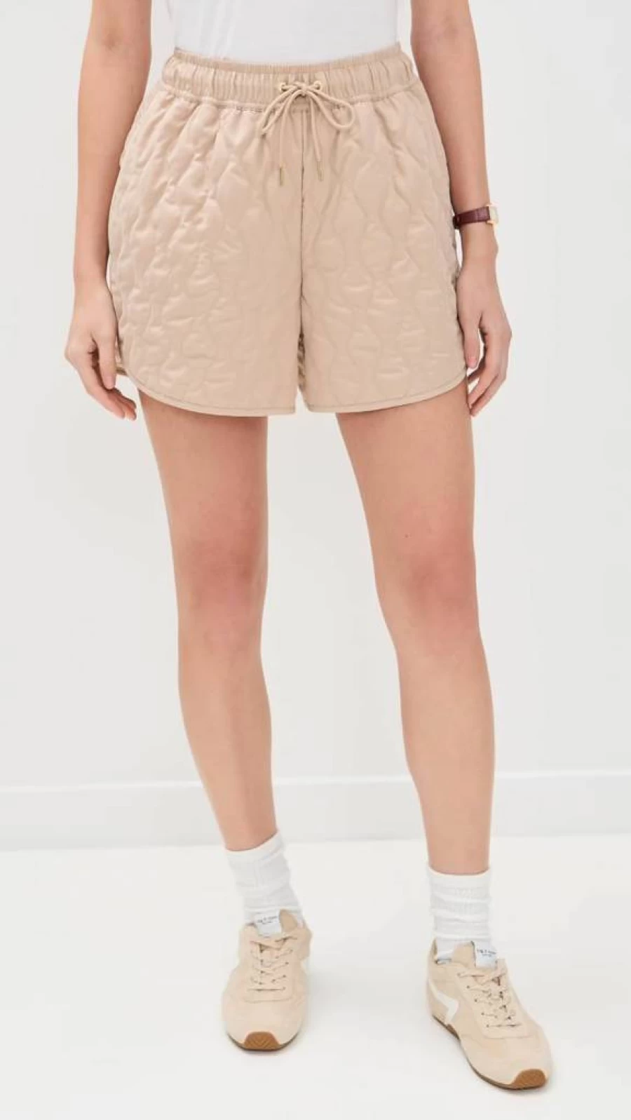 Varley Women's Catrine High-Waist Quilted Shorts - Comfortable Athletic Shorts for Yoga & Running