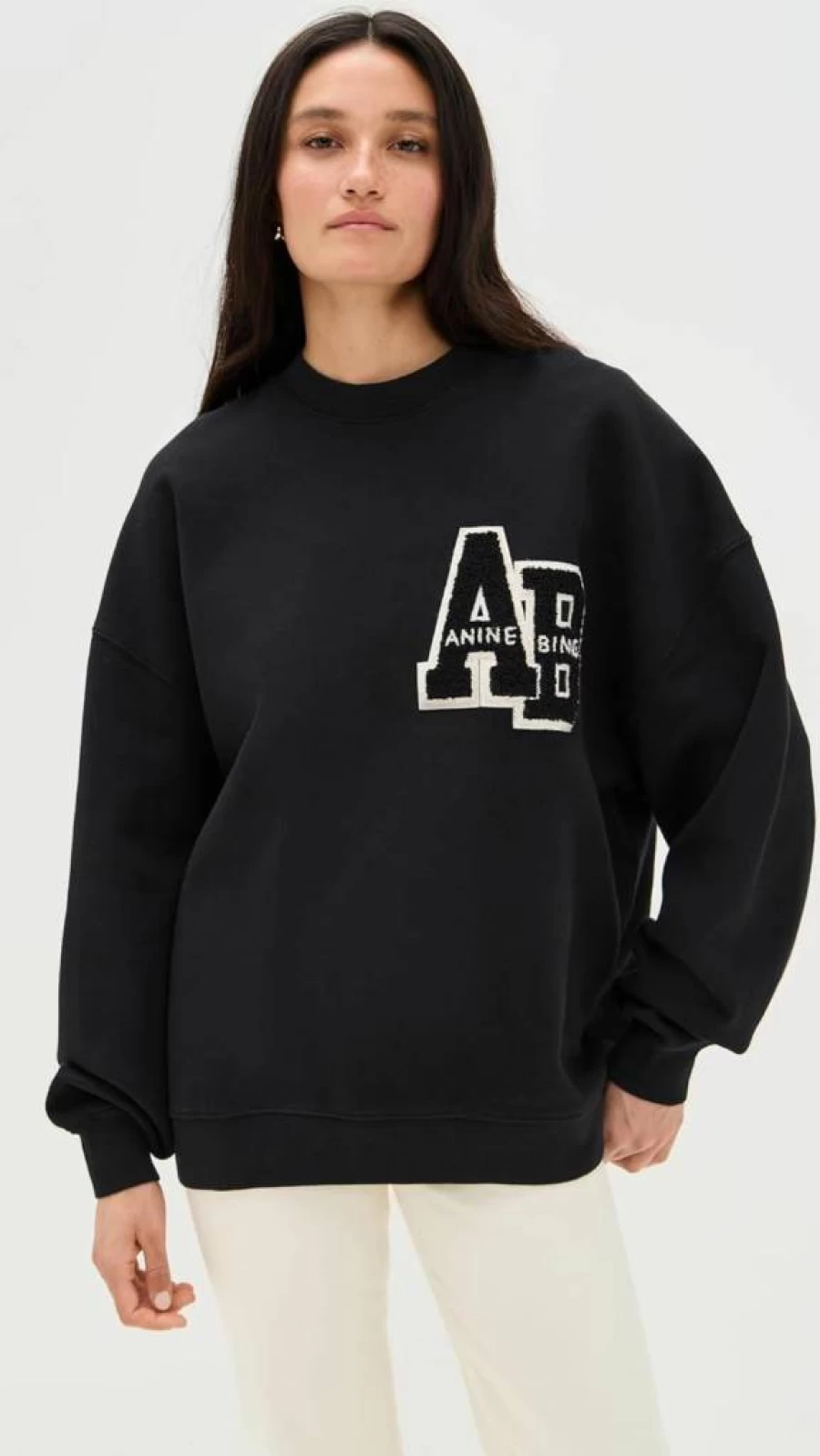 ANINE BING Women's Miles Oversized Letterman Sweatshirt | Vintage-Inspired Pullover | Casual Comfort Fit