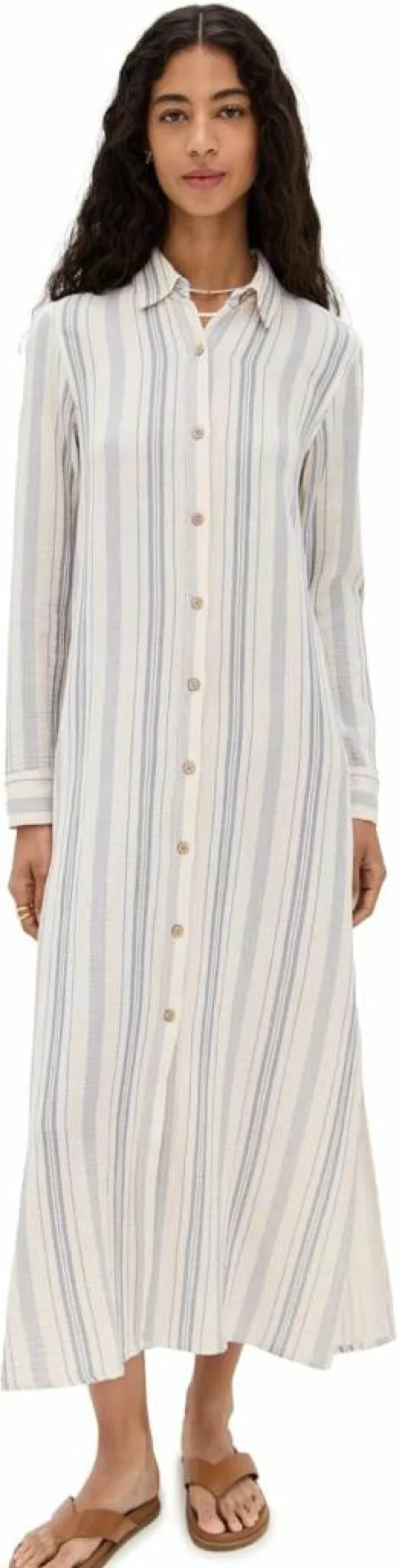 Faherty Women's Isla Cotton Gauze Shirtdress - Lightweight Dune Color Summer Beach Dress