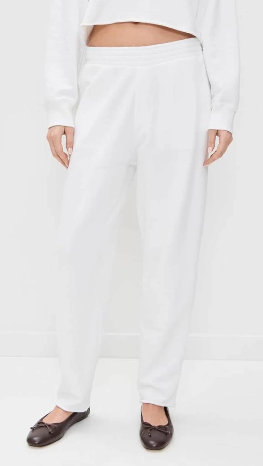 Anthony Thomas Melillo Women's French Terry Sweatpants - High-Waisted Cut Off Lounge Pants