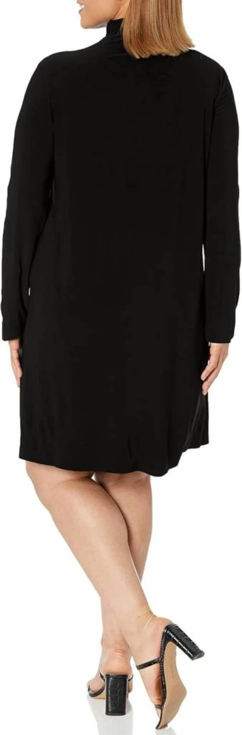 Norma Kamali Women's Kamali Kulture Turtleneck Dress - Slim Fit Long Sleeve Stretch Knit Midi Dress