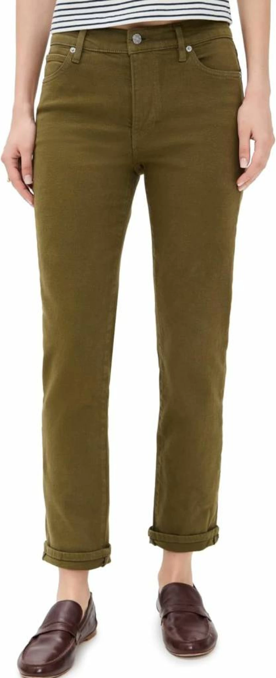 FRAME Women's The Borrowed High-Rise Straight Leg Jeans