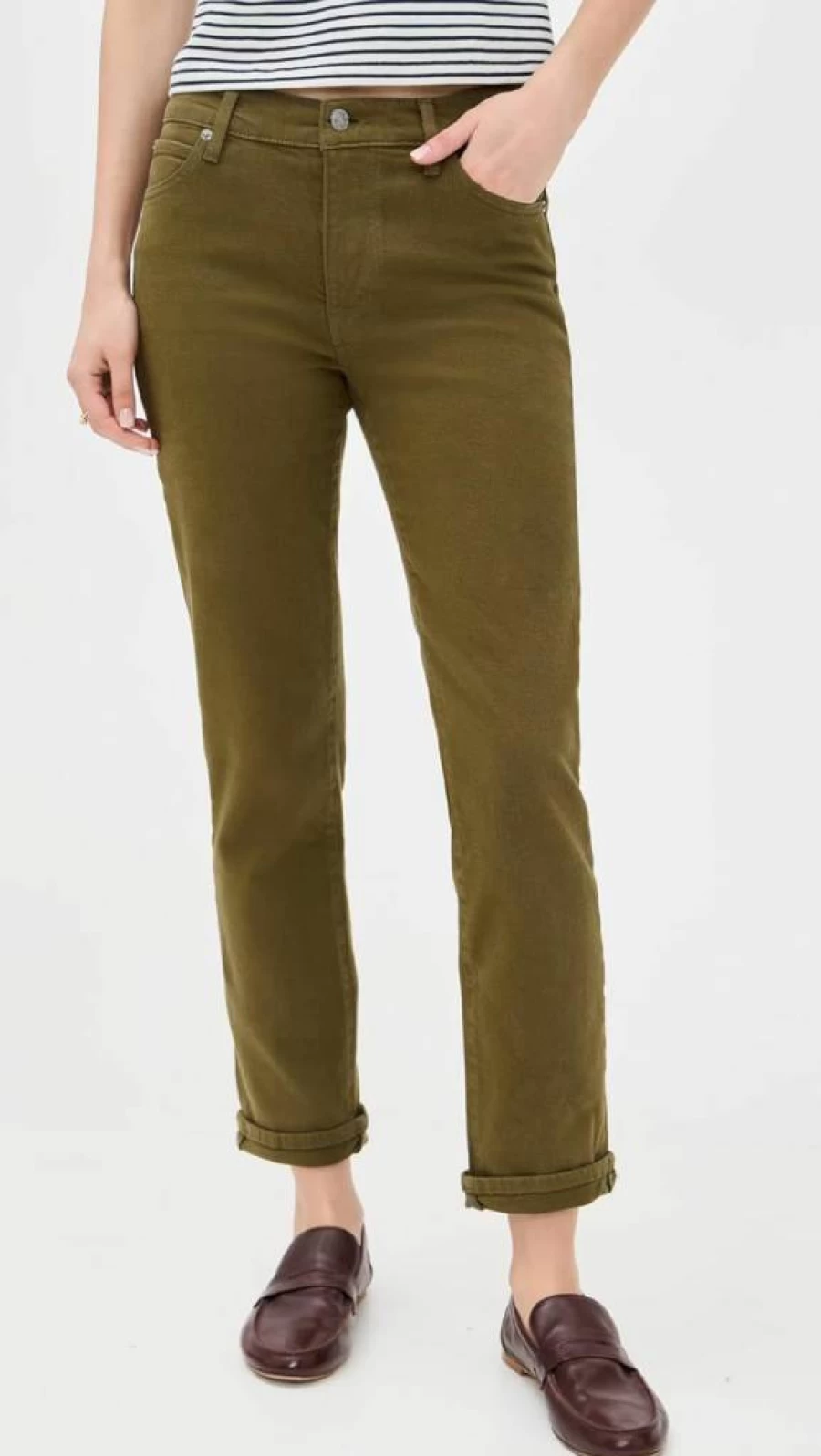 FRAME Women's The Borrowed High-Rise Straight Leg Jeans