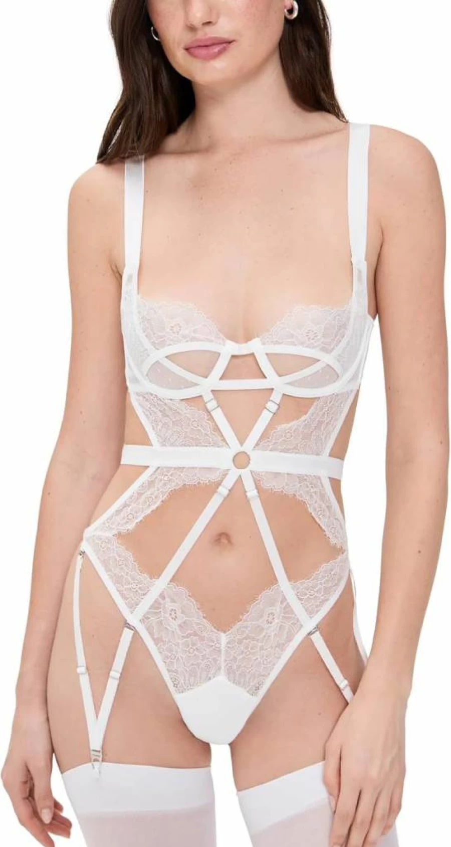 Thistle and Spire Women's Minna Thong Bodysuit - Lace Lingerie Bodysuit for Women