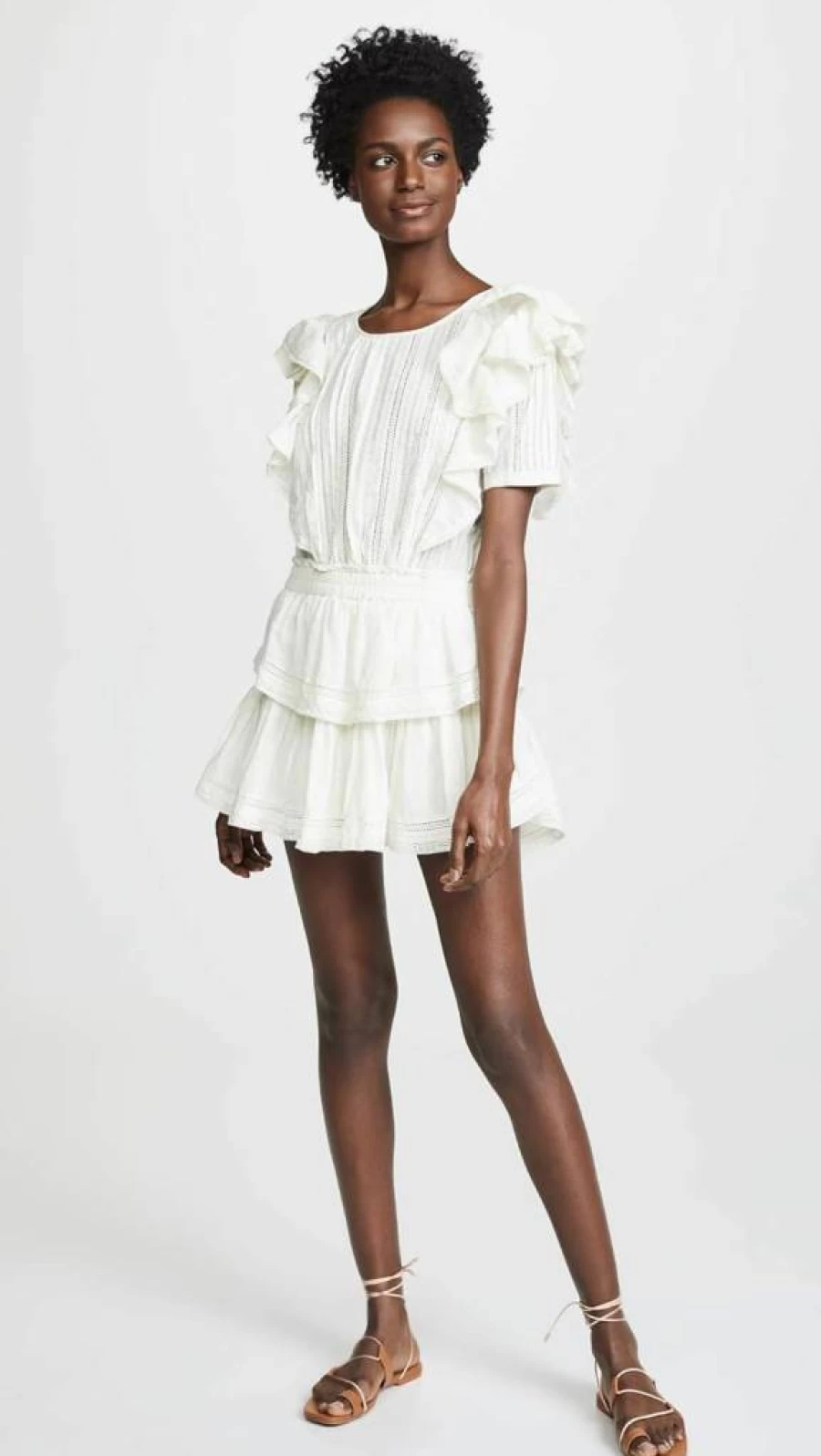 LOVESHACKFANCY Women's Natasha Floral Summer Dress - Boho Chic Mini Dress with Ruffles