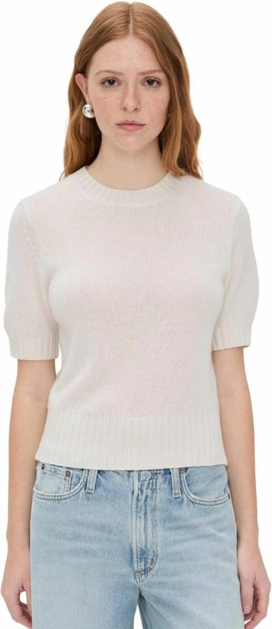 White + Warren Women's Luxury Cashmere T-Shirt Sweater - Soft Crewneck Pullover for Women