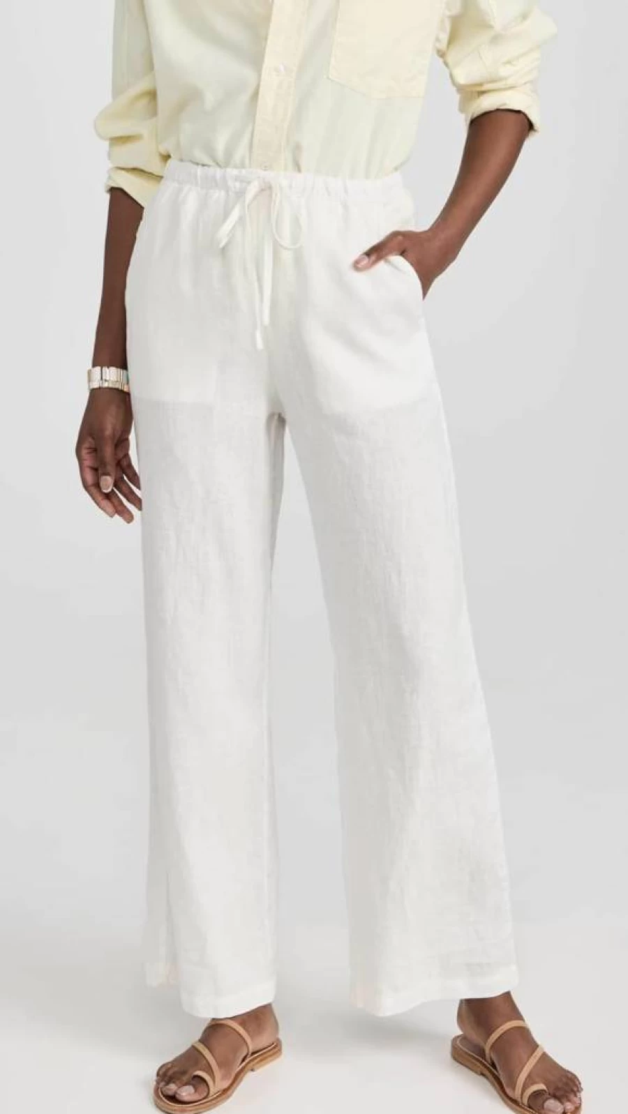 Rails Women's Emmie High-Waisted Linen Pants - Breathable Summer Wide-Leg Trousers
