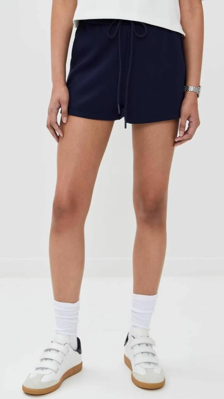 LE BOP Women's High-Waisted Juliet Denim Shorts - Classic Fit Stretch Comfort Summer Casual