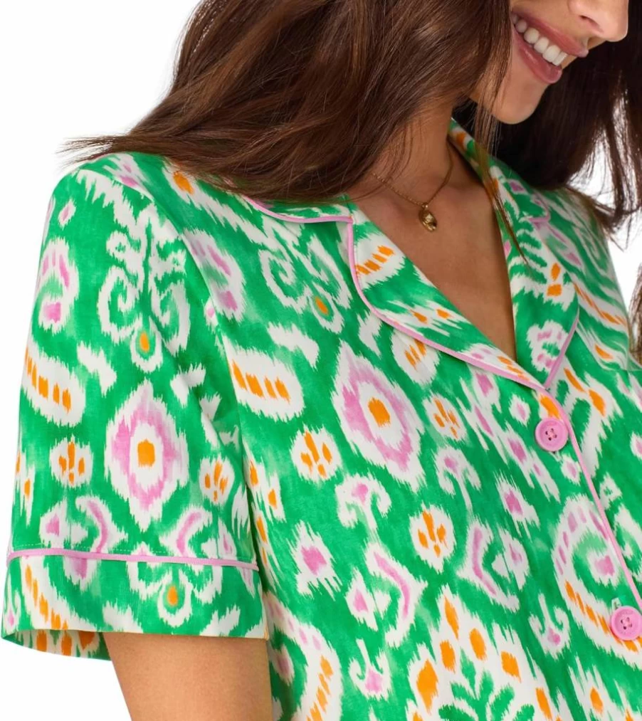 BedHead Pajamas Women's Organic Cotton Short Sleeve Notch Collar Pajama Set with Shorts