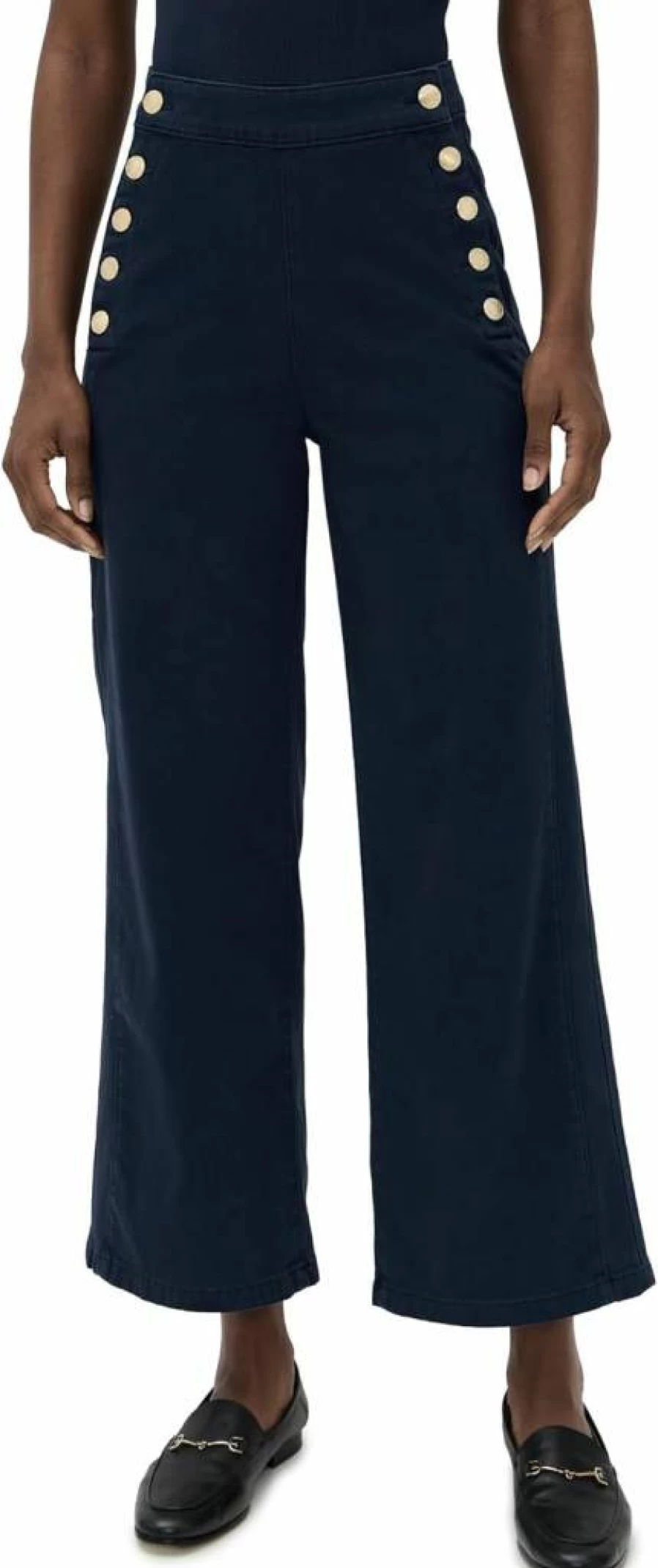 DL1961 Women's High Rise Wide Leg Ankle Jeans - Hepburn Stretch Denim Pants