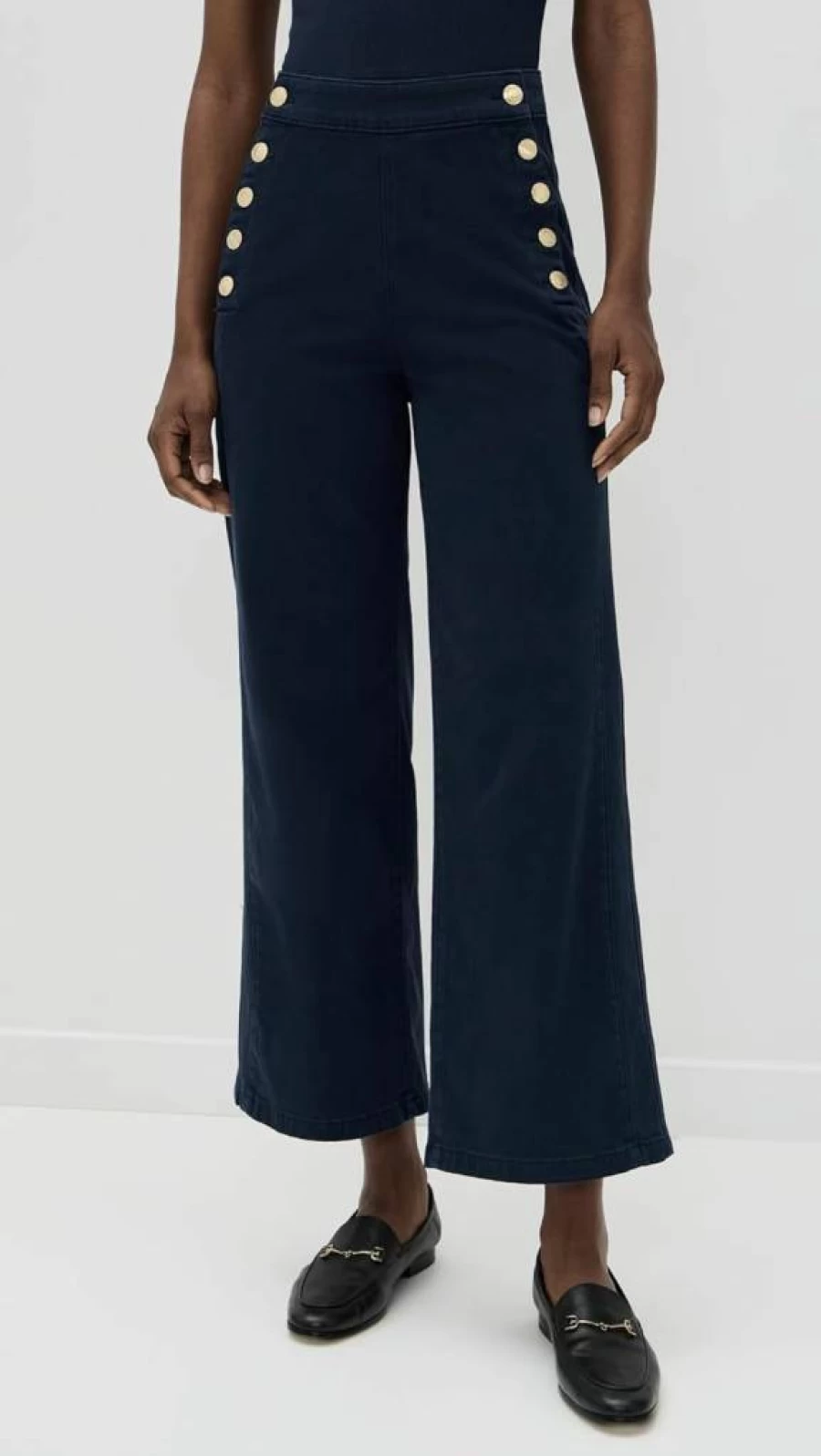 DL1961 Women's High Rise Wide Leg Ankle Jeans - Hepburn Stretch Denim Pants